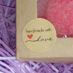 Наклейки "Hand made with love" крафт круглые №2, 10 шт.