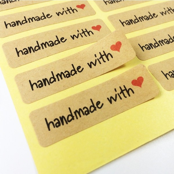 Наклейки "Hand Made With Love" узкие, 10 шт.