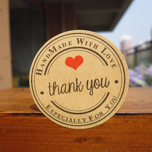 Наклейки "Hand Made With Love. Thank you", 10 шт.