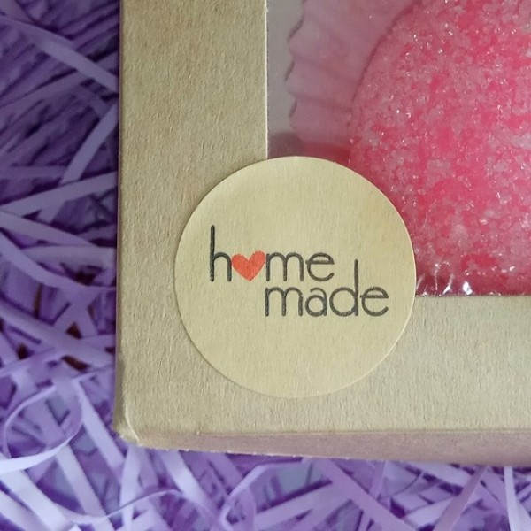 Наклейки "Hоme made" крафт круглые. 10 шт.