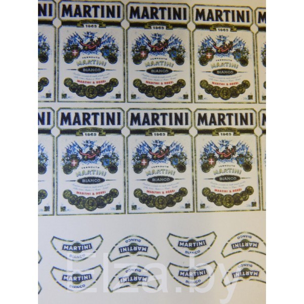 Наклейки на бутылку мартини "Martini Bianco", 12 шт.